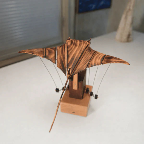 Handcrafted Wooden Manta Ray Automaton